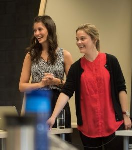 Photo of Laura Kalef and Lydia Beck presenting 